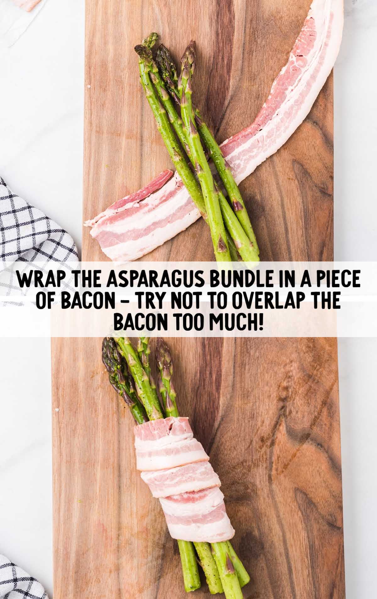 asparagus wrapped in a piece of bacon