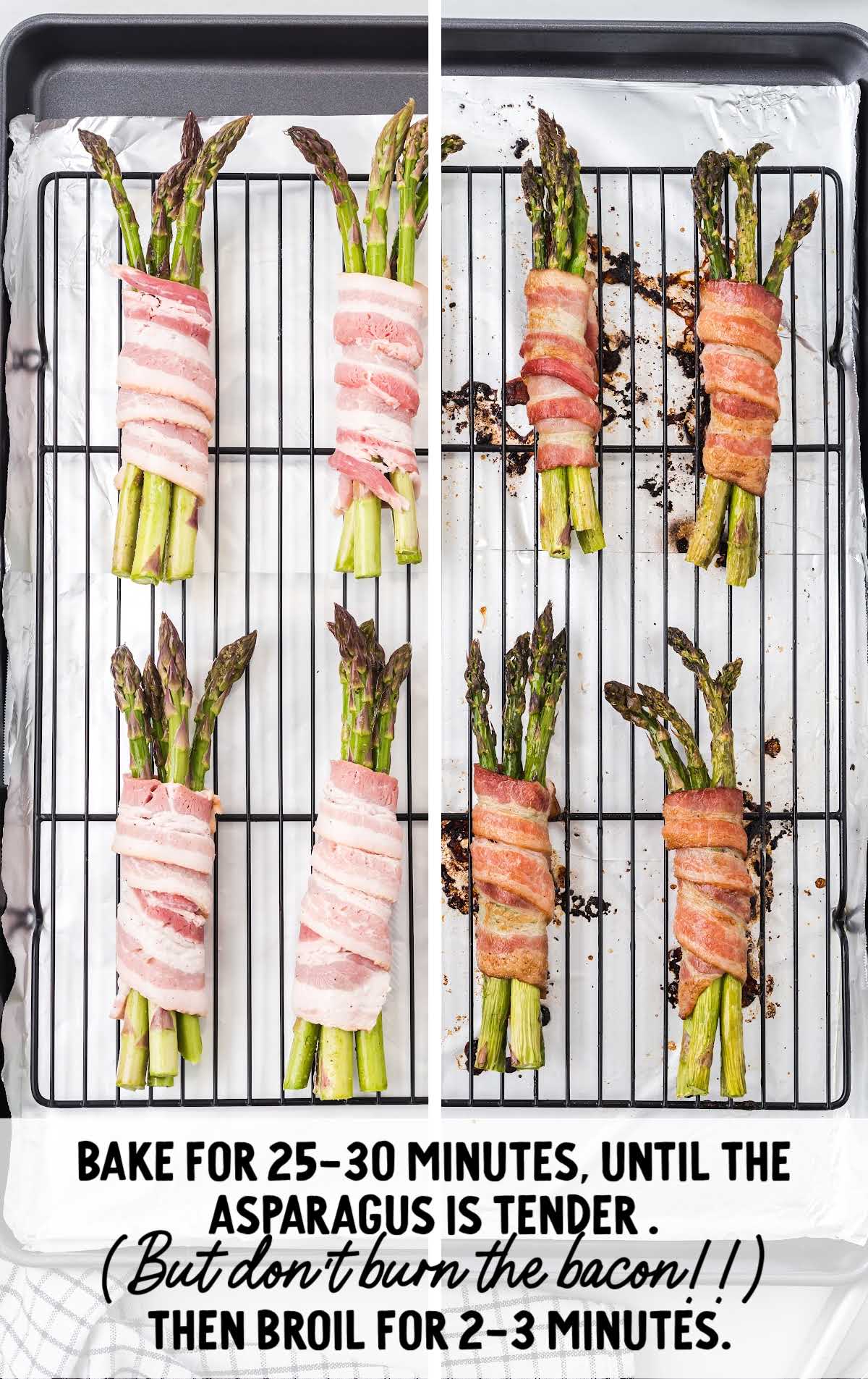 Bacon Wrapped Asparagus baked and then broiled