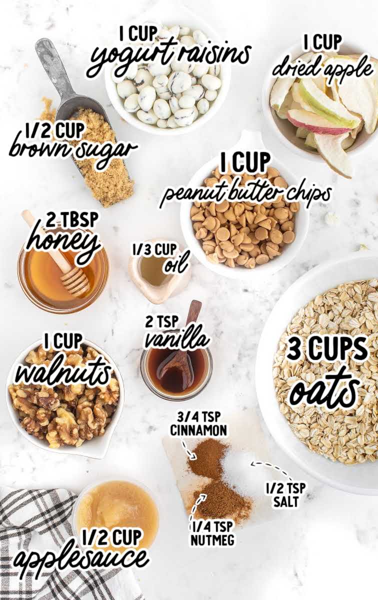 apple cinnamon granola raw ingredients that are labeled