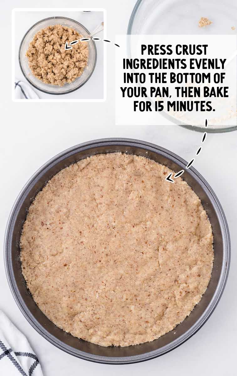 Arkansas Possum Pie process shot crust ingredients spread evenly into bottom of pan