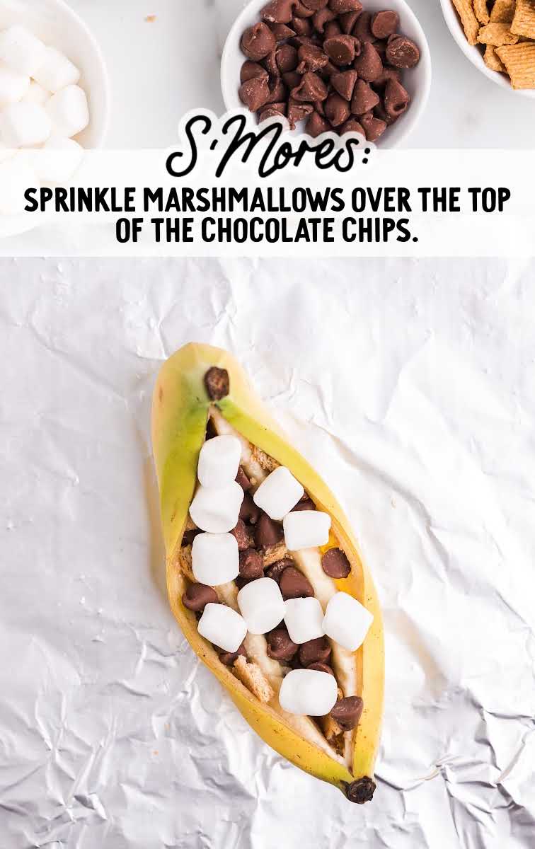 marshmallows being added to banana