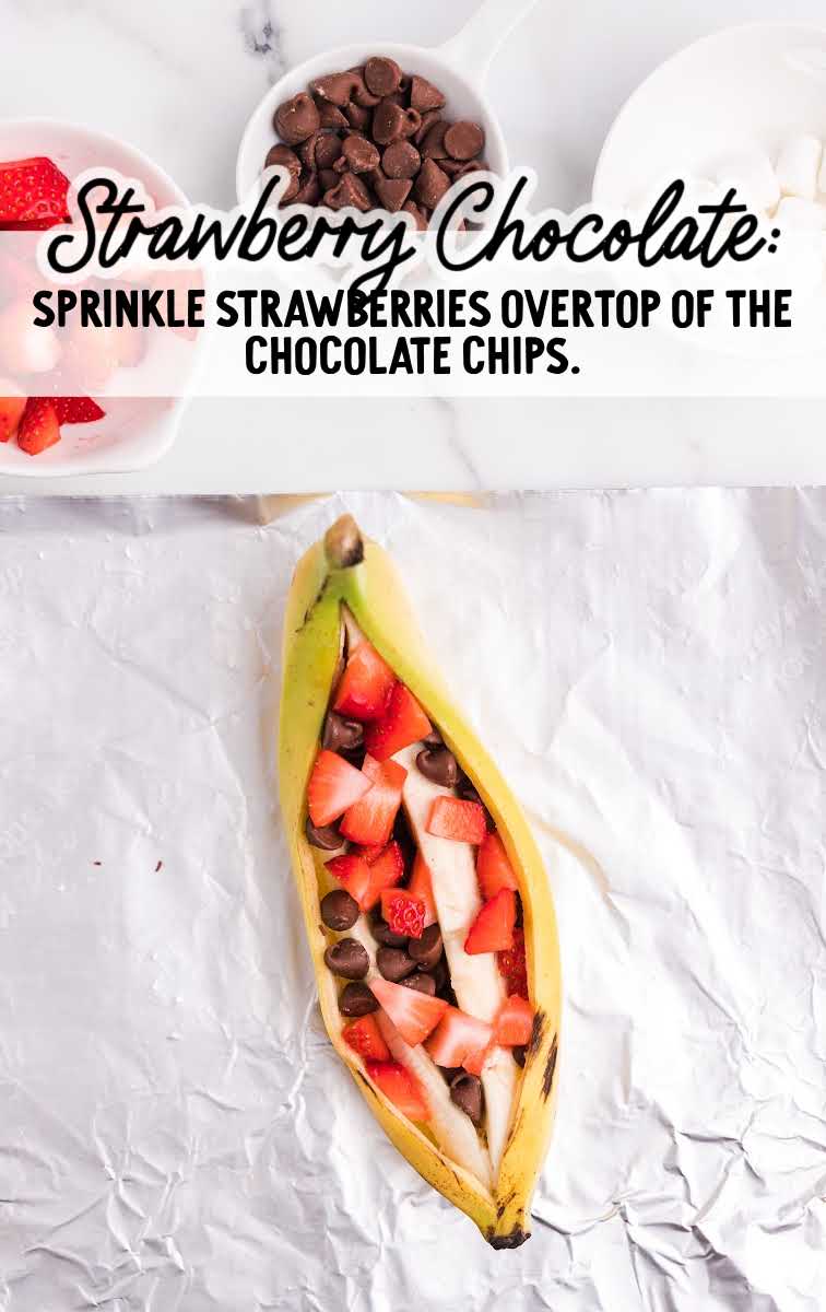 strawberry pieces being added to banana