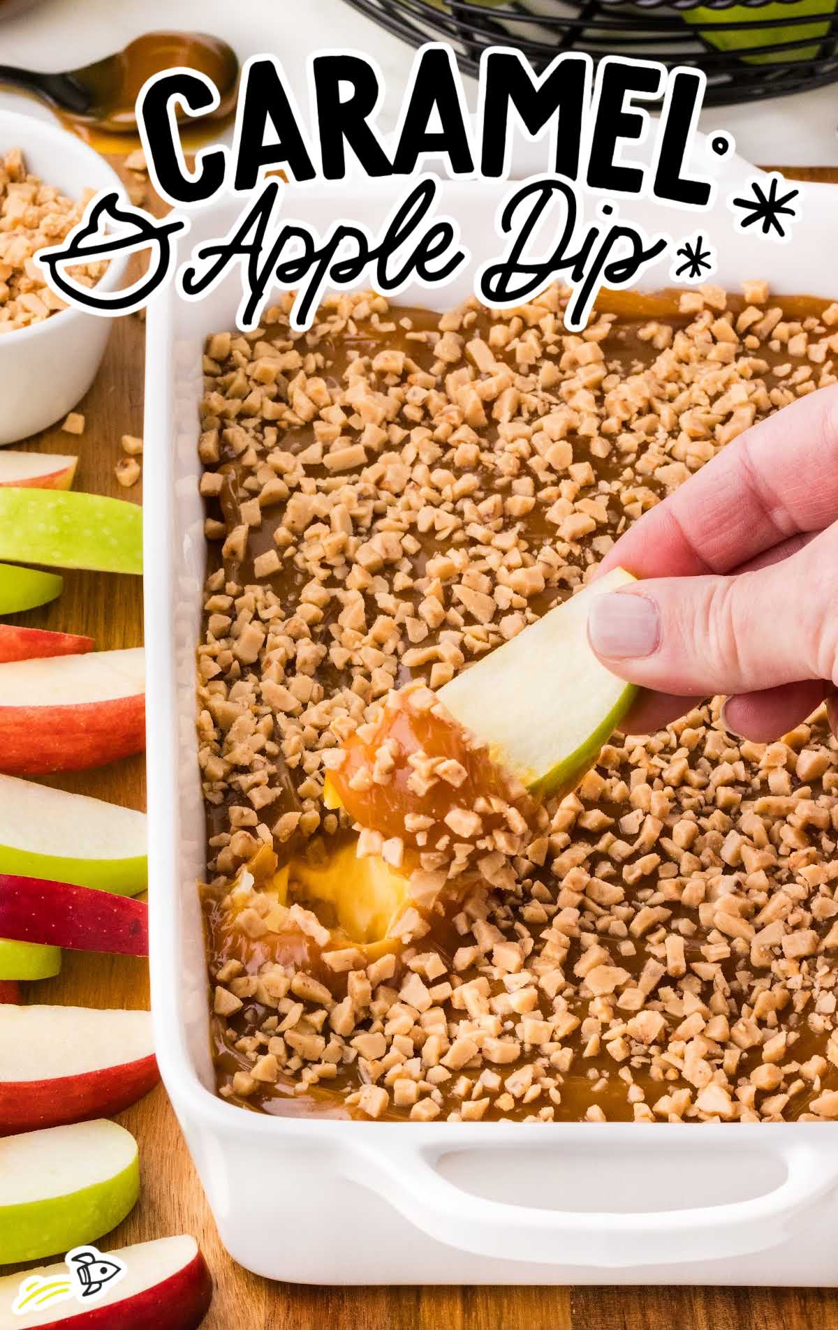 a pan of Caramel Apple Dip