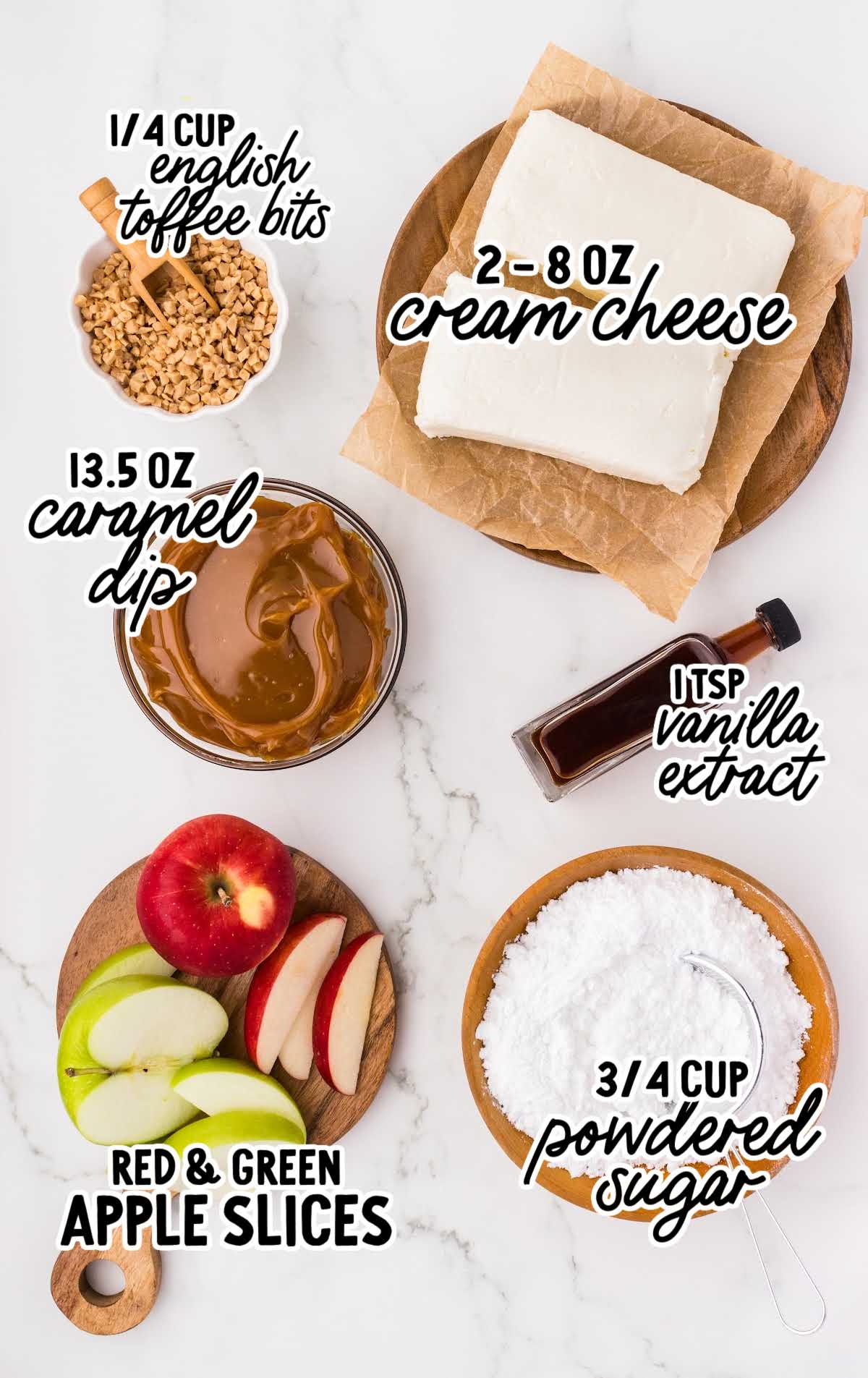 Caramel Apple Dip raw ingredients that are labeled