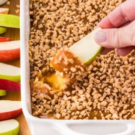 Caramel Apple Dip served with red and green apple slices