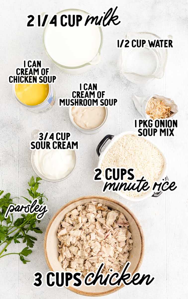 Chicken and Rice Casserole raw ingredients that are labeled