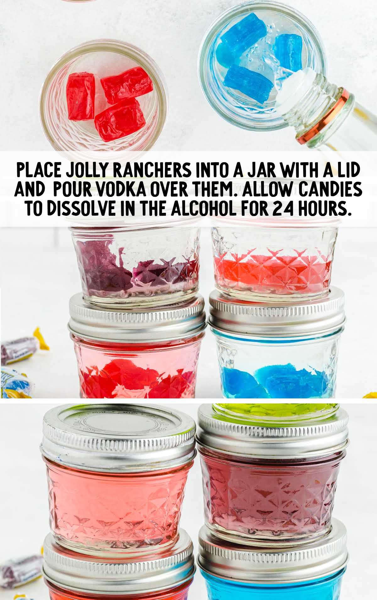 holly ranches filled with vodka in mason jars