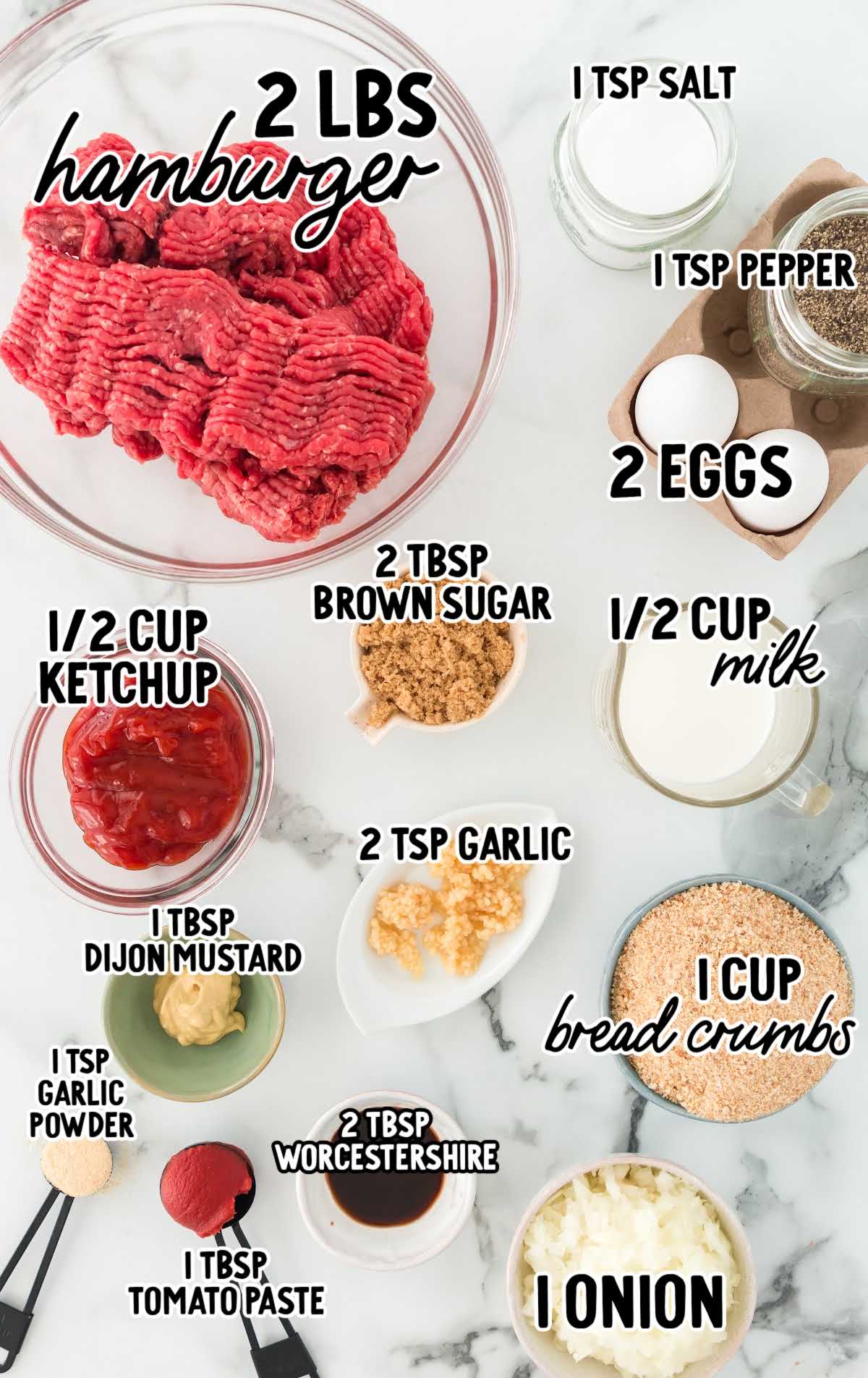 meatloaf raw ingredients that are labeled