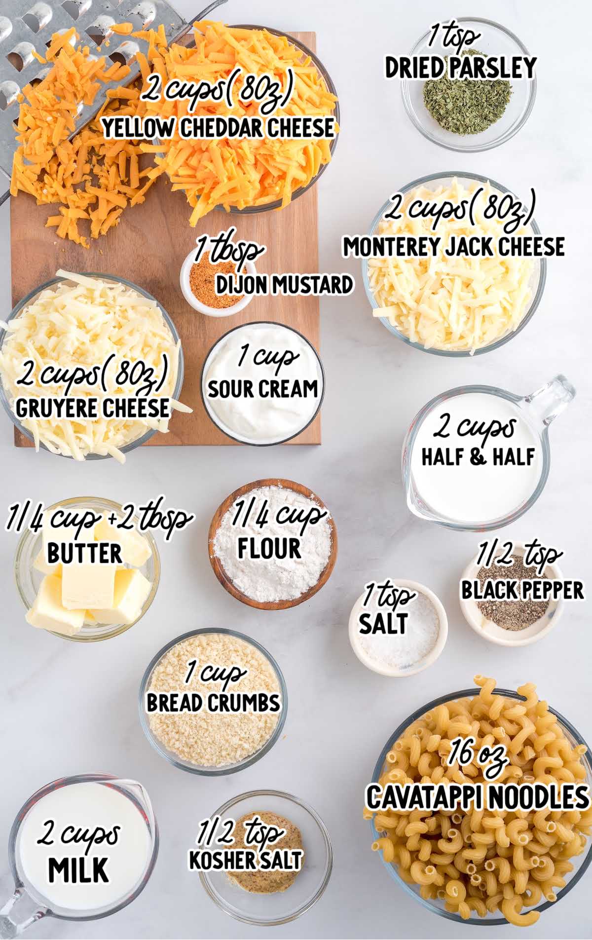 Million Dollar Mac and Cheese raw ingredients that are labeled
