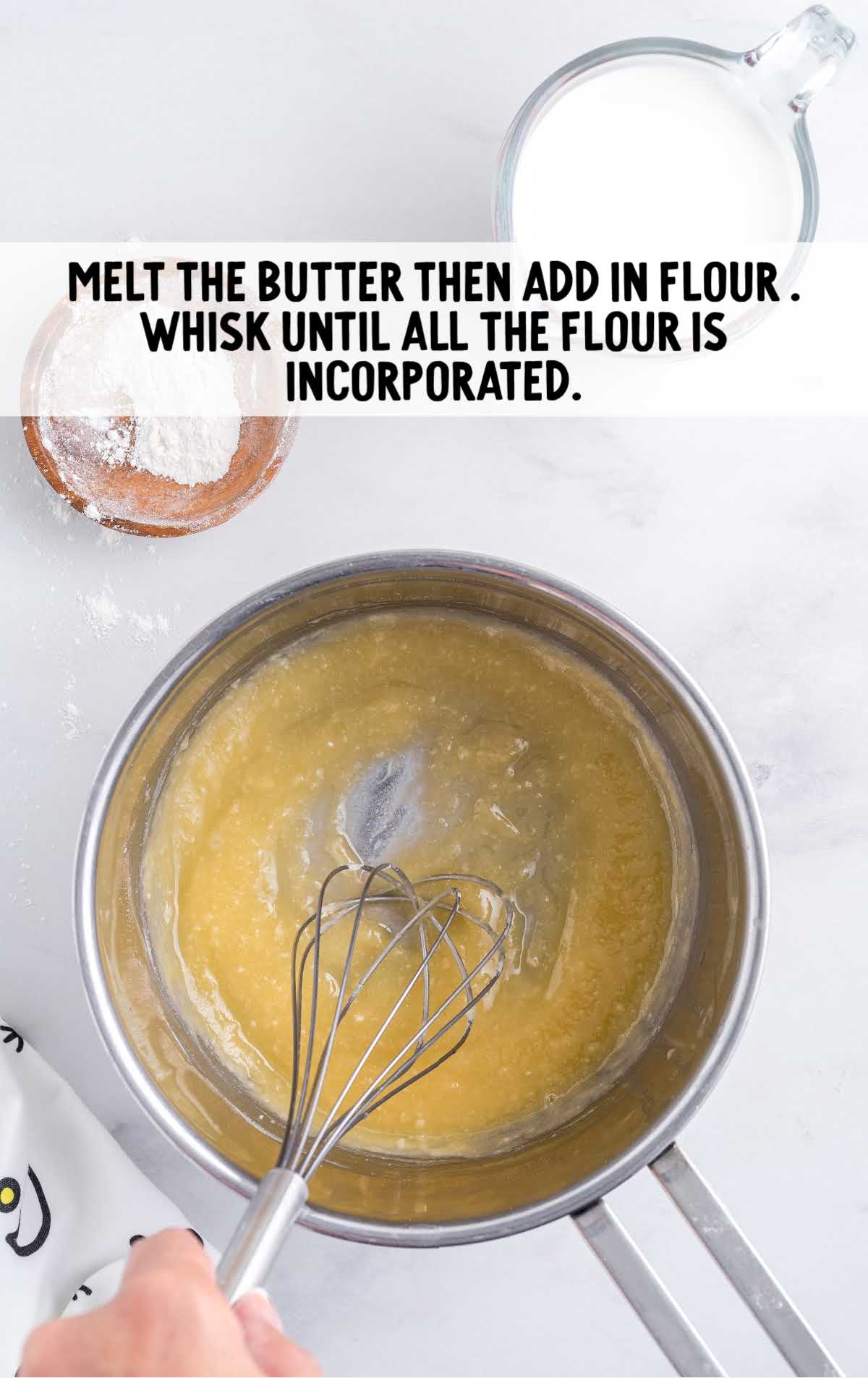 melted butter and flour whisked in a pot