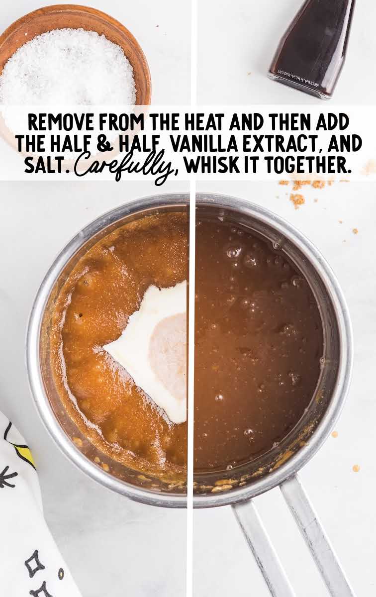 add half and half, vanilla extract, and salt and whisk together 