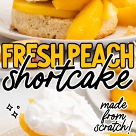 a plate of Peach Shortcake with a fork