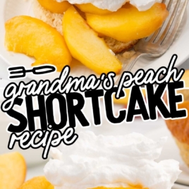 a plate of Peach Shortcake with a fork