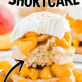 close up shot of Peach Shortcake on a plate