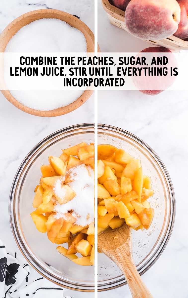peaches, sugar, and lemon juice combined 