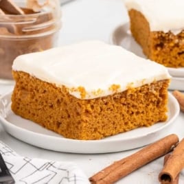 a slice of pumpkin bar on a plate