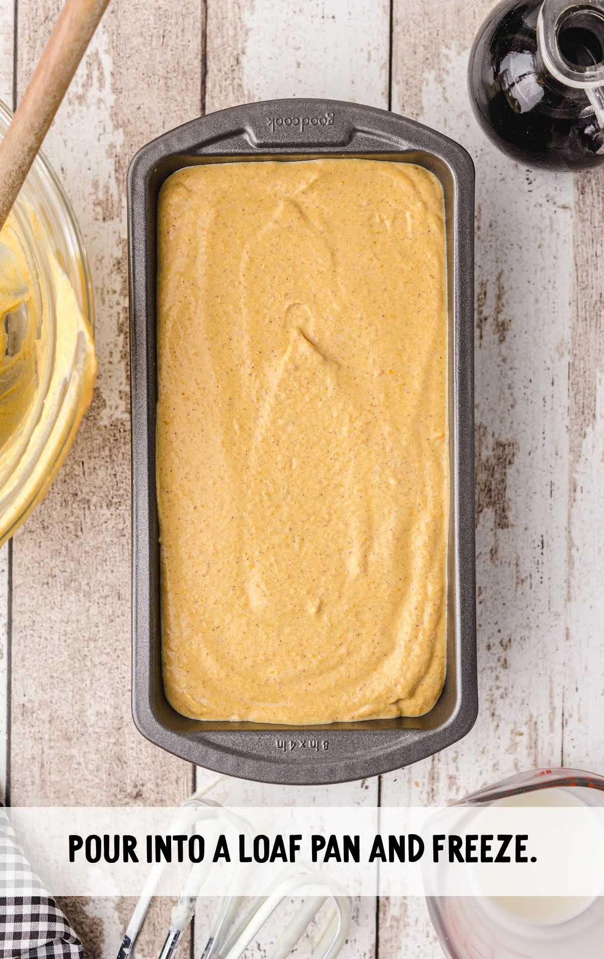 ice cream poured into a loaf pan