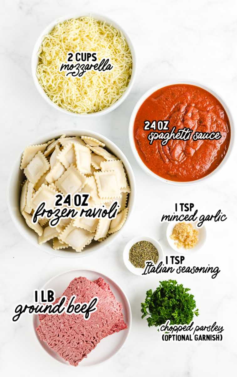 Ravioli Lasagna raw ingredients that are labeled
