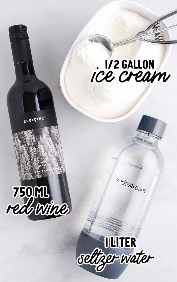 Red Wine Floats raw ingredients that are labeled