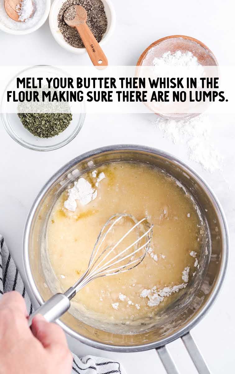 butter added to the flour and whisked together in a pot