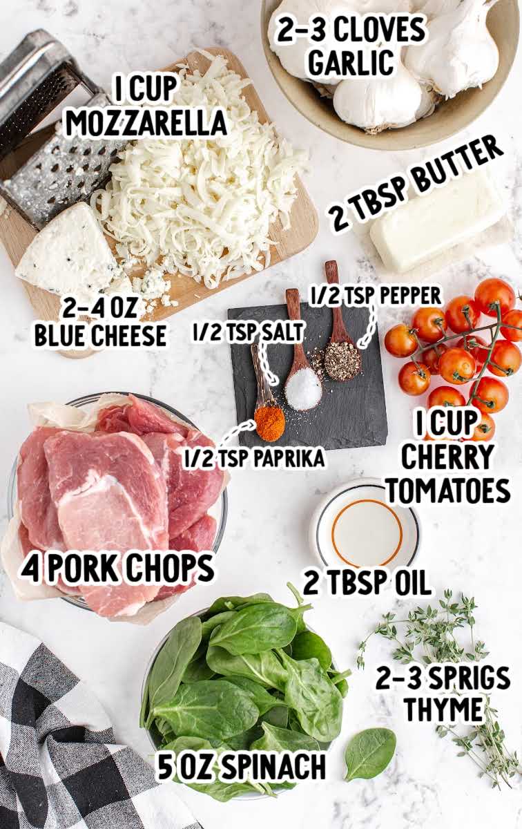 Stuffed Pork Chops raw ingredients that are labeled
