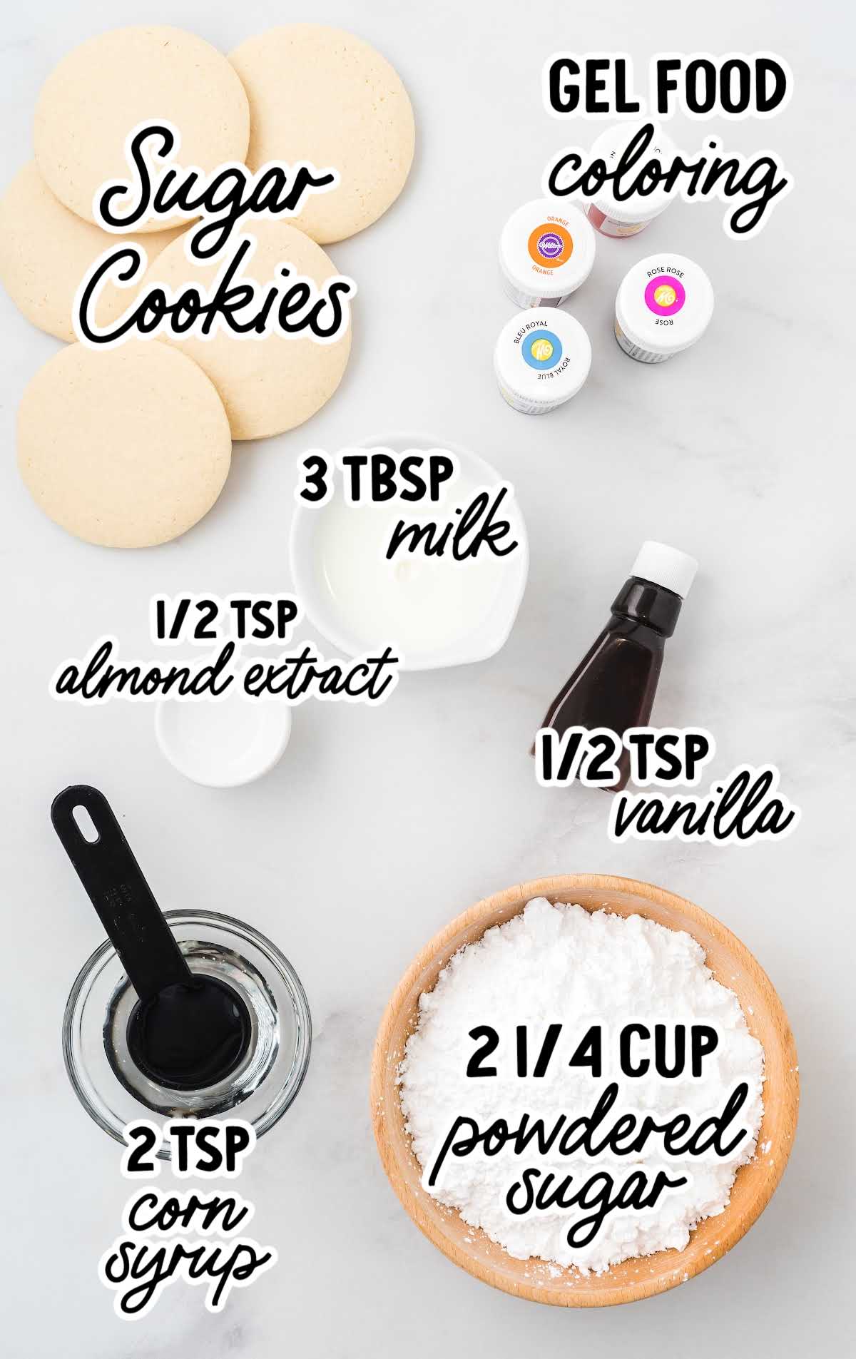 Sugar Cookie Icing raw ingredients that are labeled