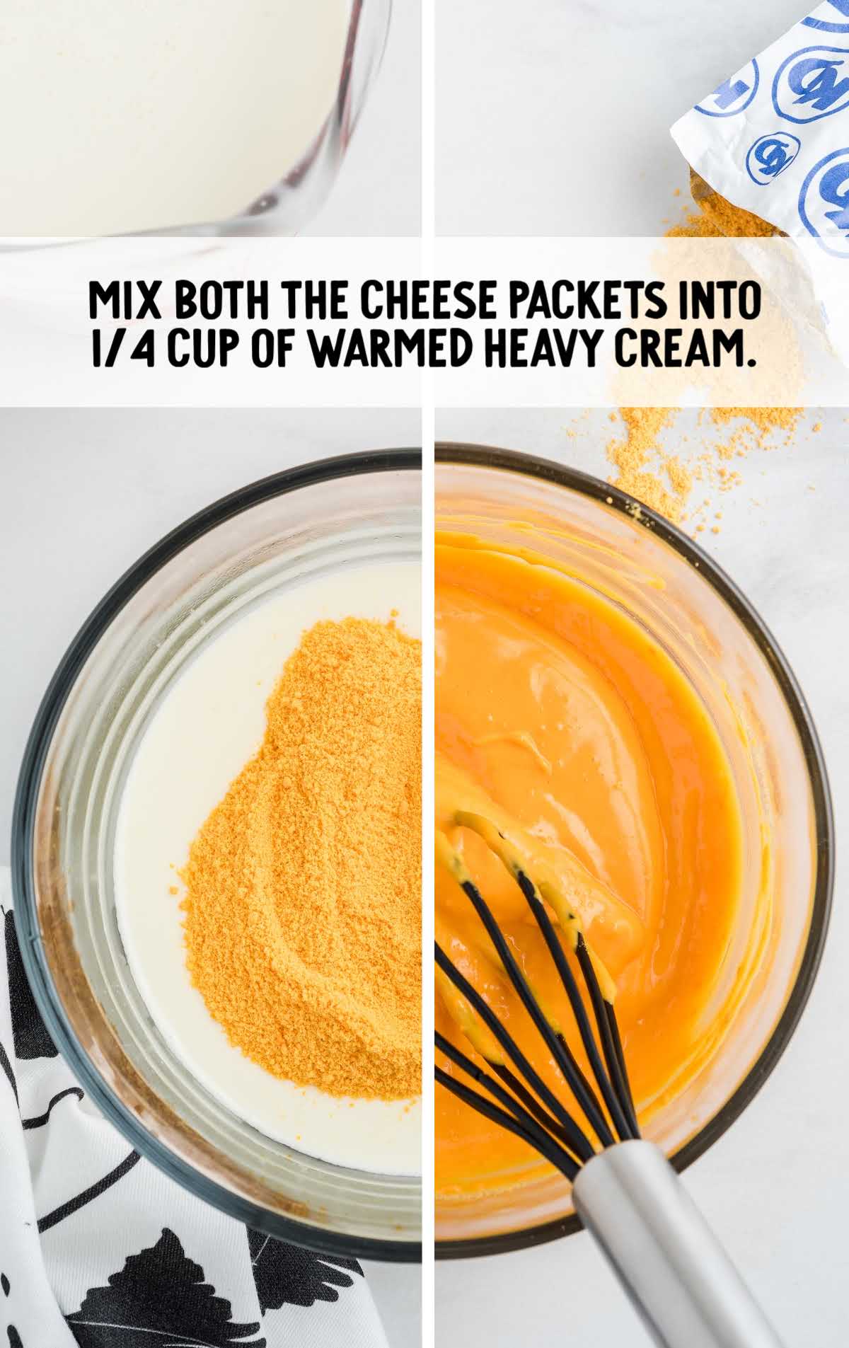 cheese packets mixed with heavy cream