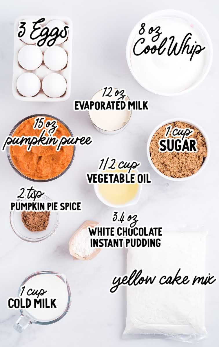 Pumpkin Magic Cake raw ingredients that are labeled