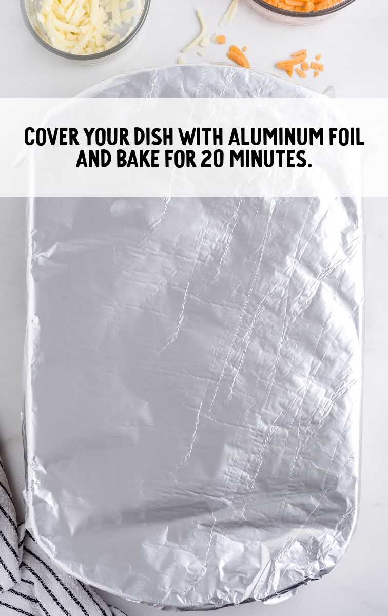 baking dish covered with aluminum foil
