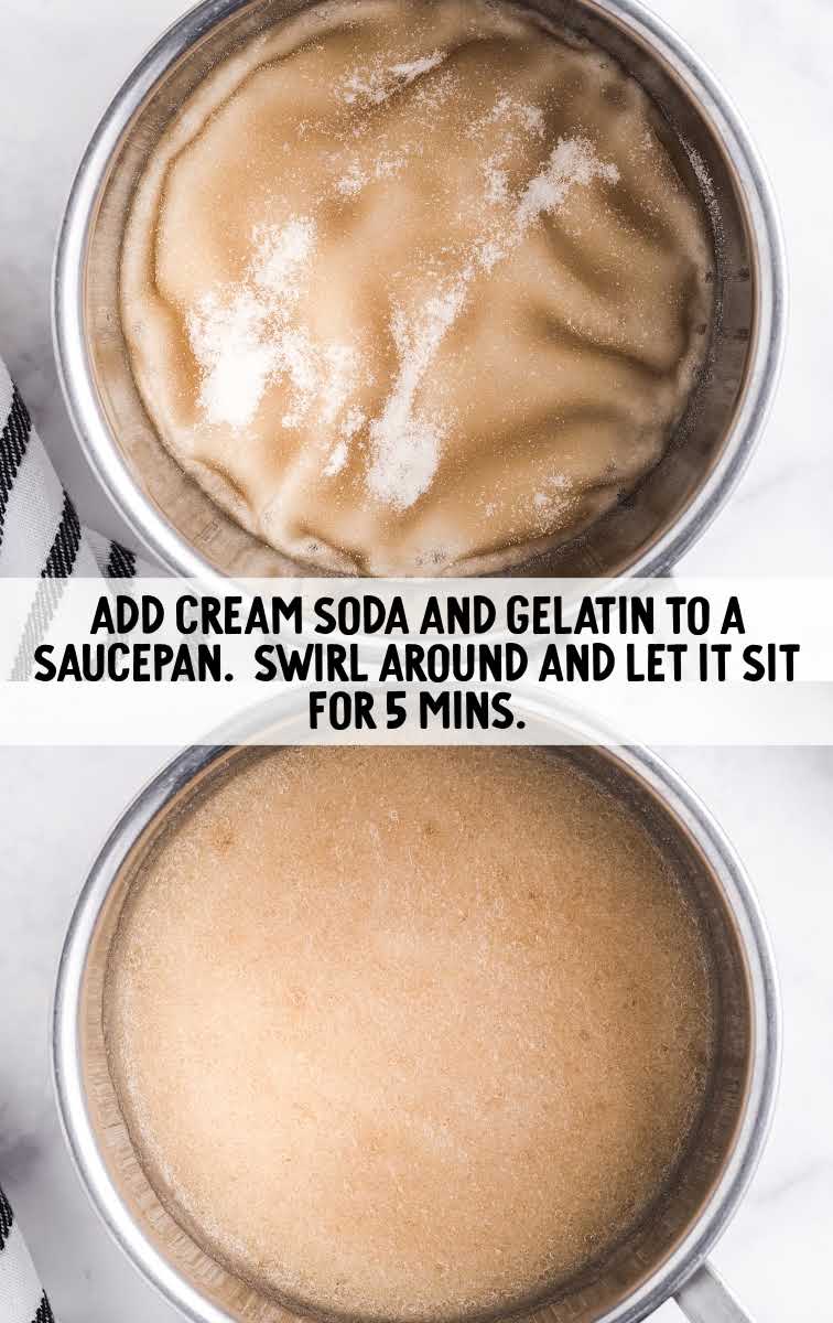 cream soda and gelatin added to a saucepan