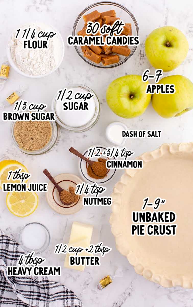 Caramel Apple Pie raw ingredients that are labeled