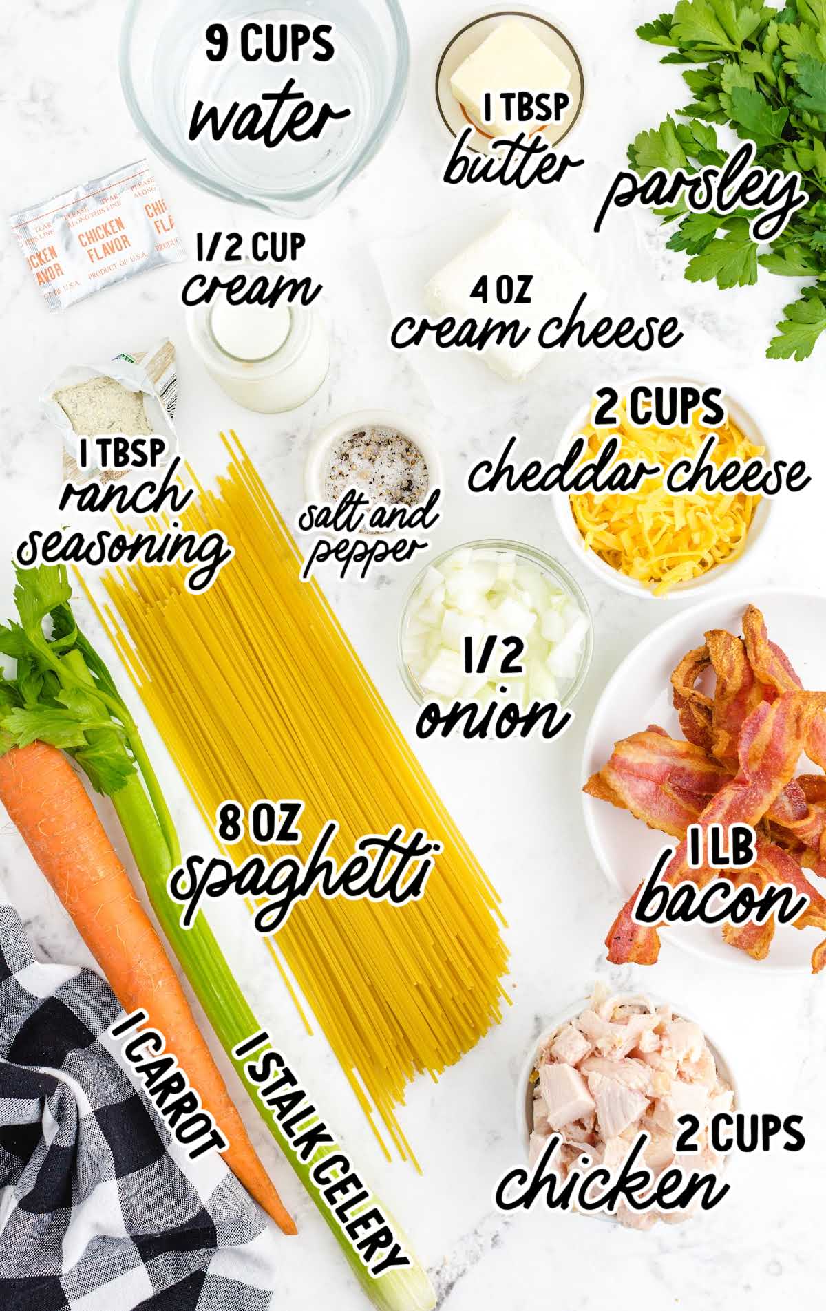 Crack Chicken Noodle Soup raw ingredients that are labeled