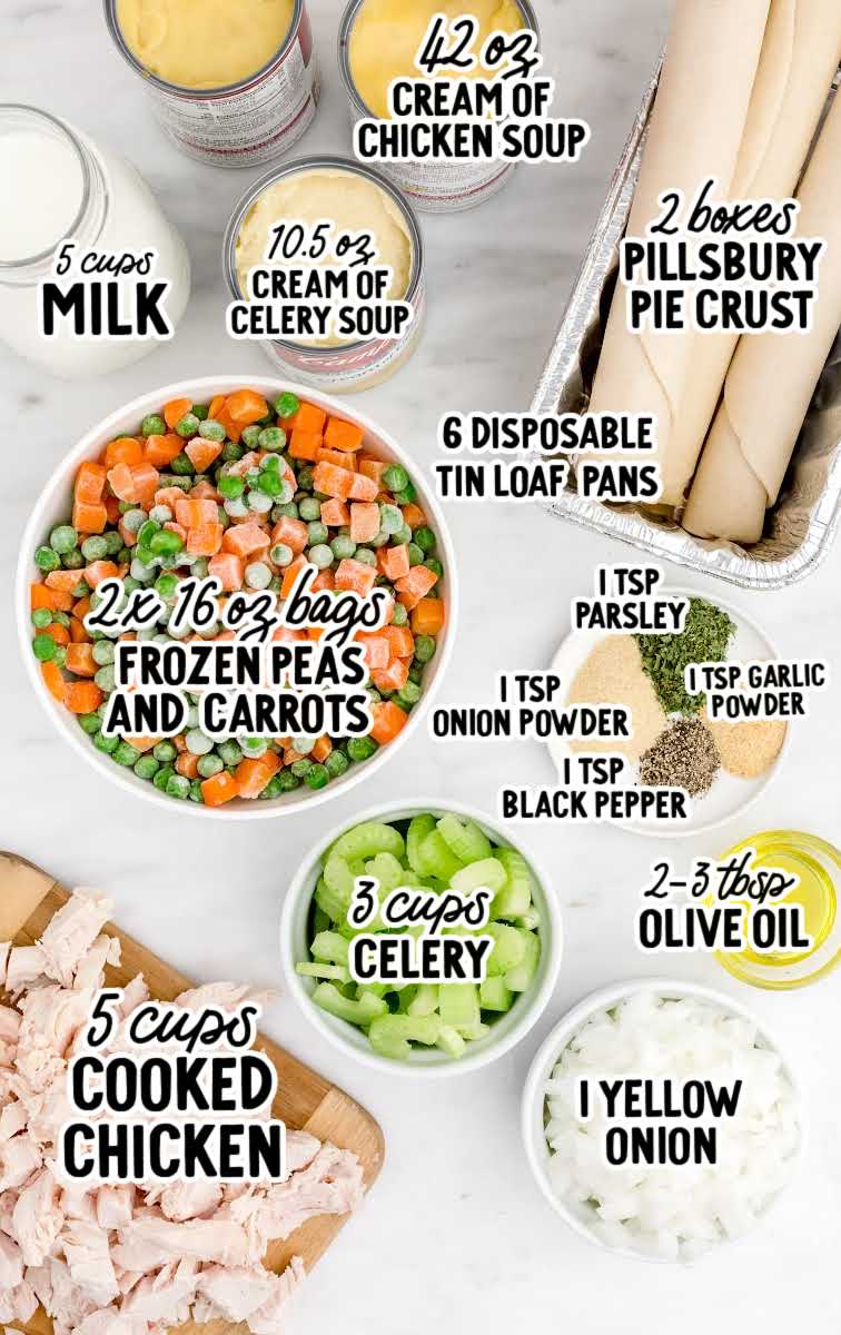Freezer Chicken Pot Pies raw ingredients that are labeled