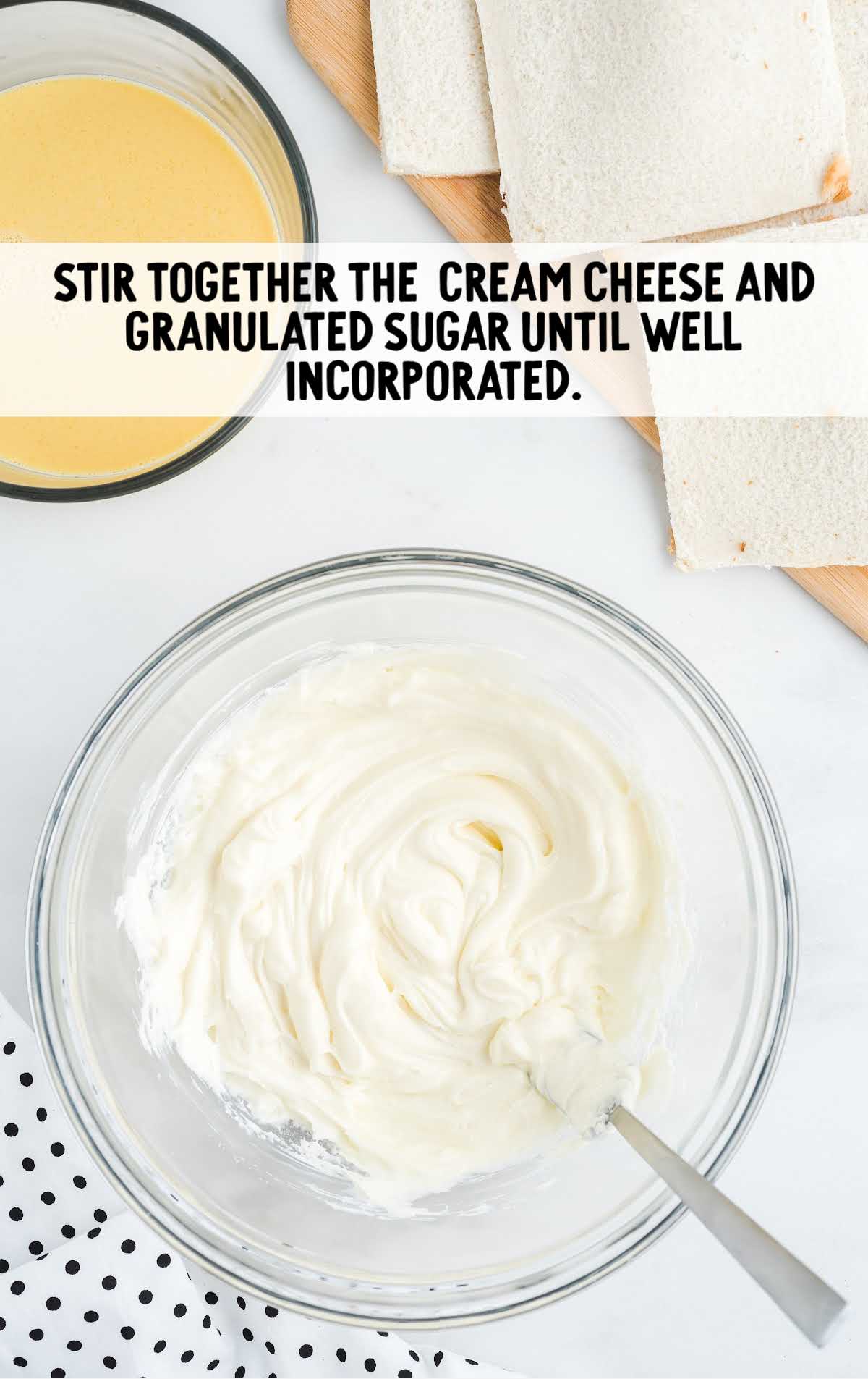 cream cheese and granulated sugar stirred together