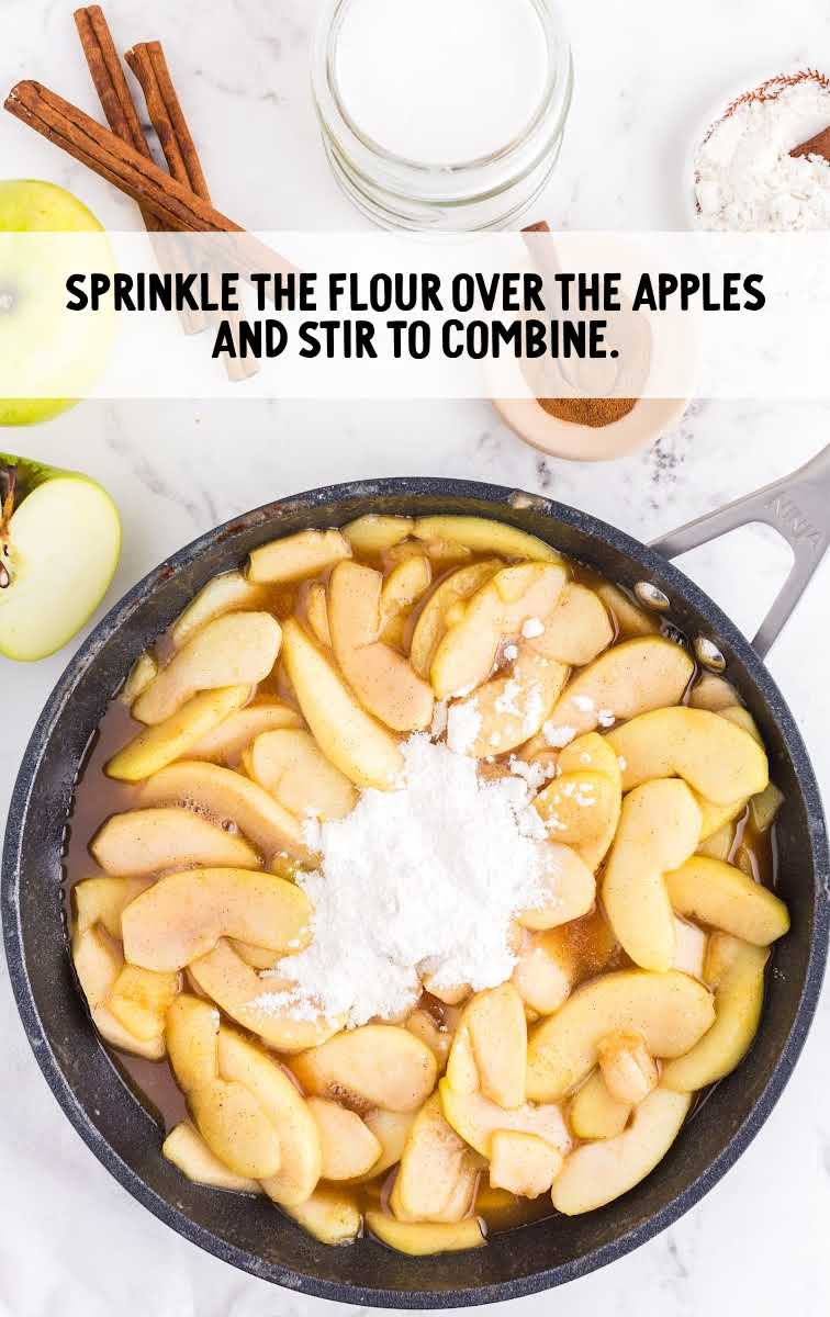 flour sprinkled over the apples