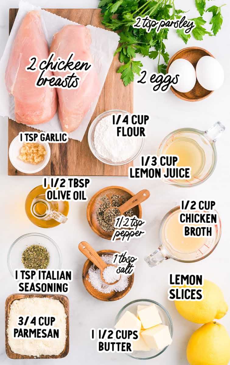 Lemon Chicken raw ingredients that are labeled