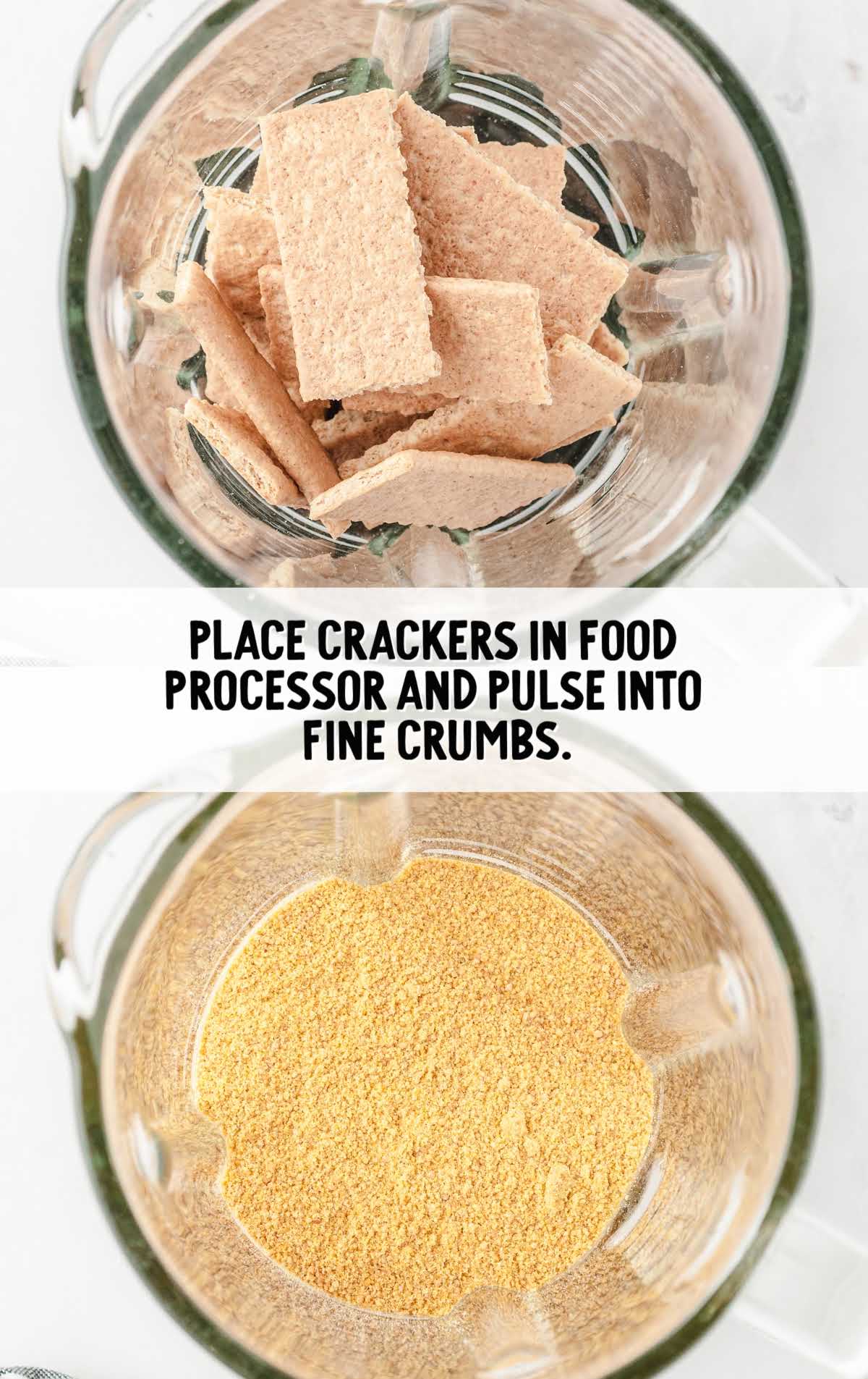 crackers being pulsed in a food processor