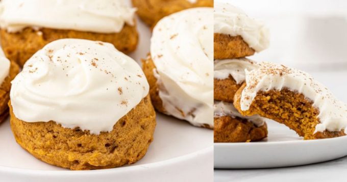 Pumpkin Cookies With Cream Cheese Frosting - Spaceships and Laser Beams