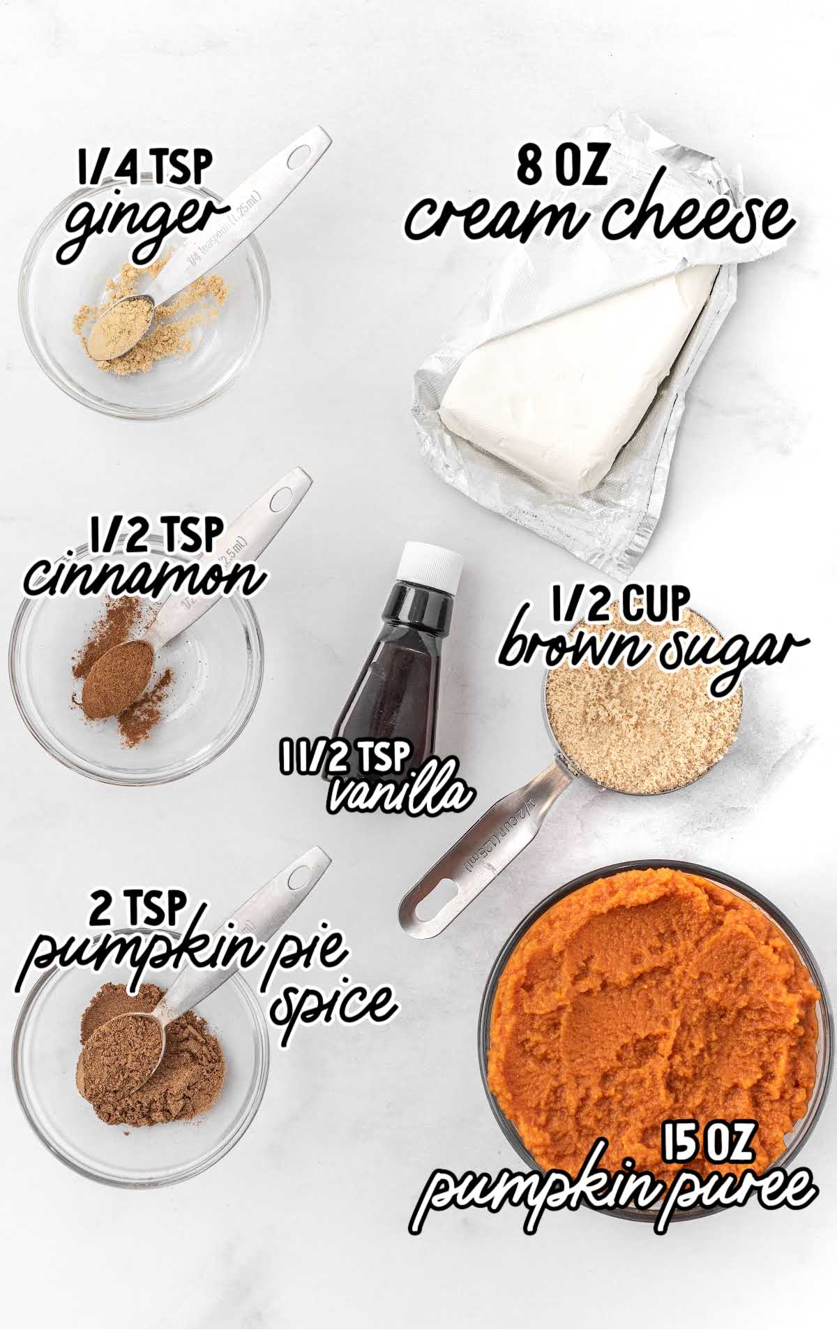 Pumpkin Dip raw ingredients that are labeled