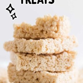 close up shot of Rice Krispie Treats stacked on top of each other