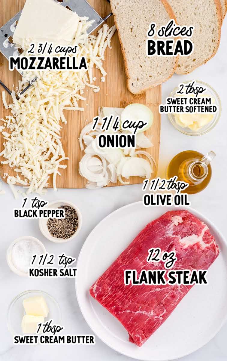 Steak Grilled Cheese raw ingredients that are labeled