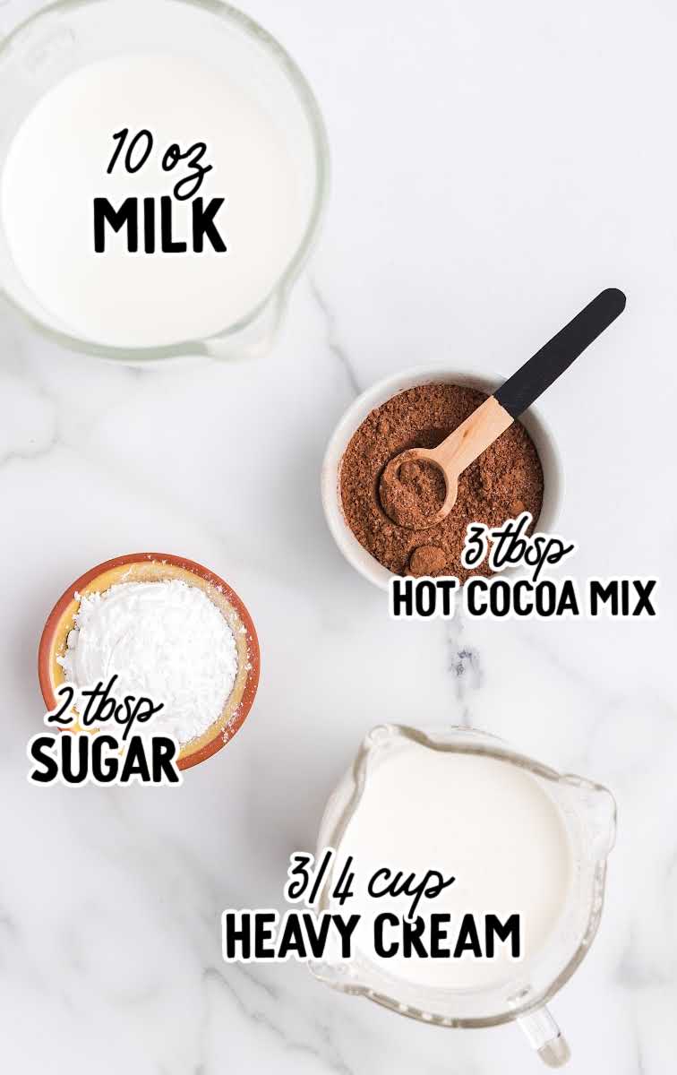Whipped Hot Chocolate Recipe raw ingredients that are labeled
