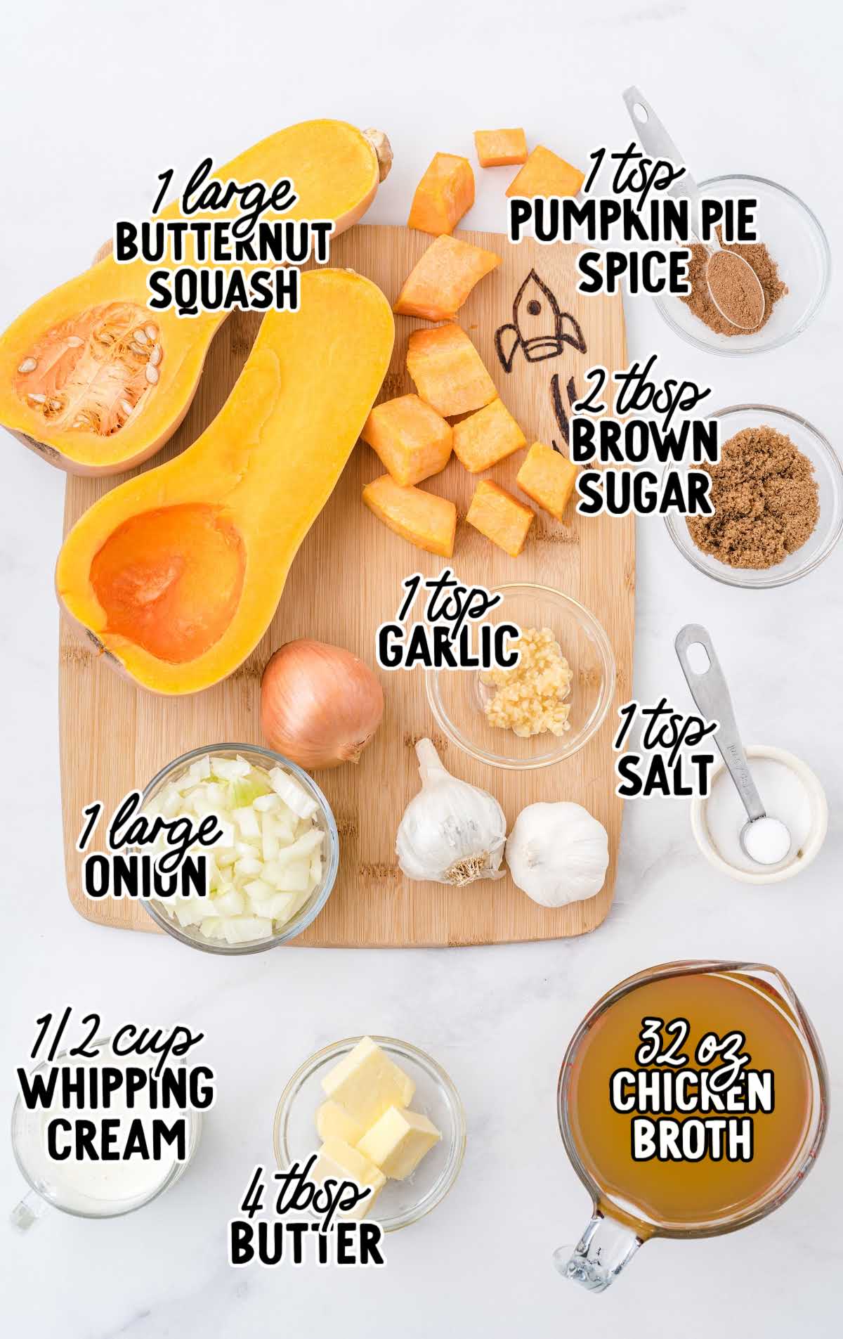 butternut squash soup raw ingredients that are labeled