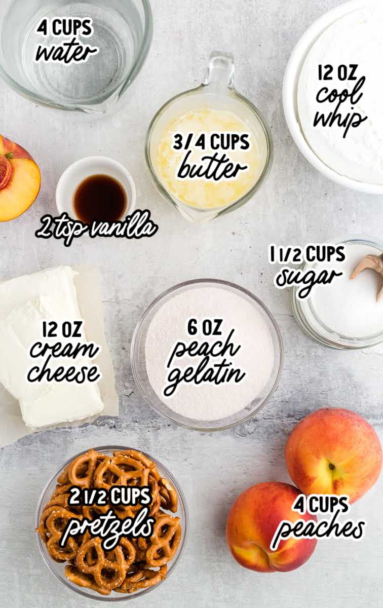 peach pretzel salad raw ingredients that are labeled