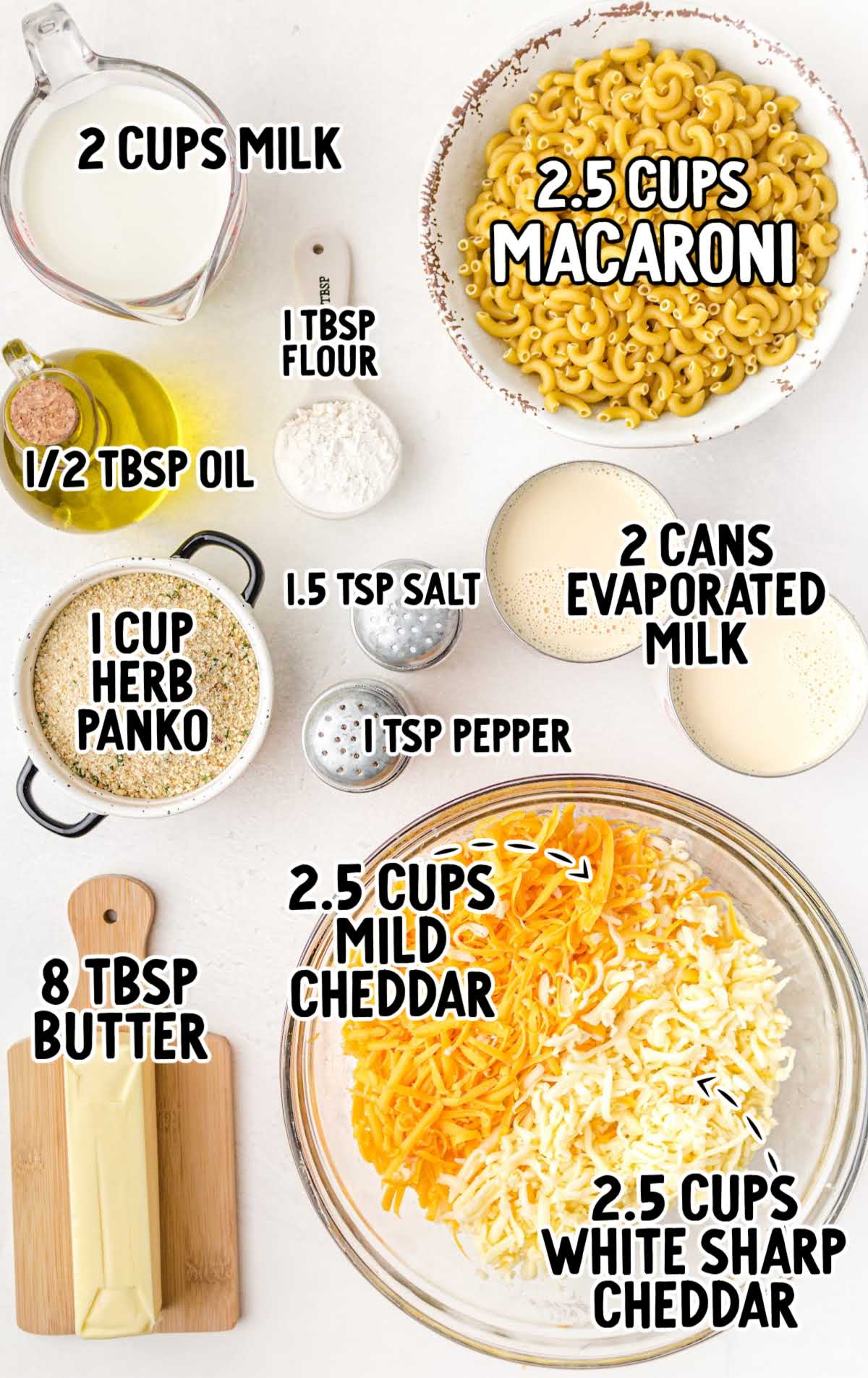 Baked Mac and Cheese raw ingredients that are labeled