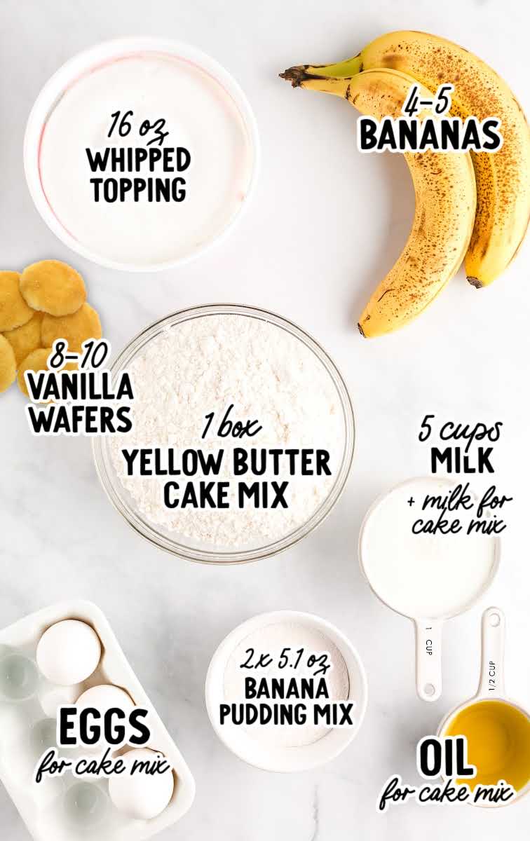 Banana Pudding Cake raw ingredients that are labeled