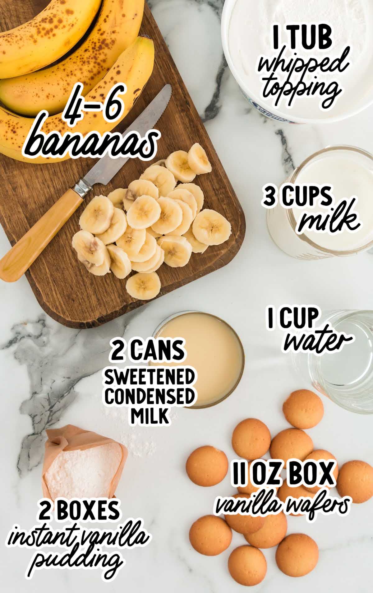 Banana Pudding raw ingredients that are labeled