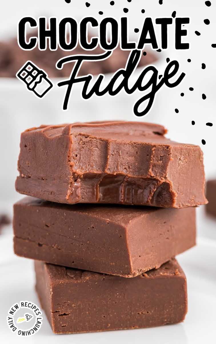 close up shot of Chocolate Fudge stacked on top of each other