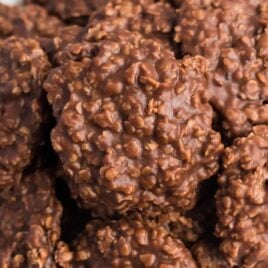 close up shot of Chocolate Peanut Butter No Bake Cookies
