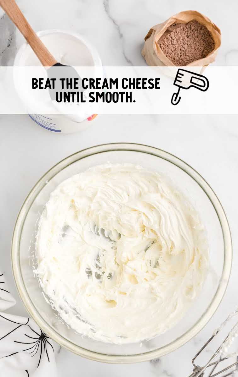 Cool Whip Pie process shot of cream cheese in a bowl